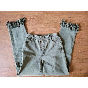 Rockies Vintage Green High Waisted Fringe Jeans Size 26